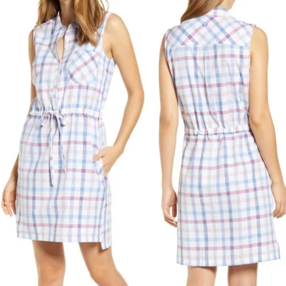 Barbour Coastal Collection Harbourside Dress Size 4 Skyline Blue Check size 6
